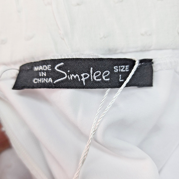 NWT Simplee Shorts Junior LARGE High Waist White Cotton Lined Crochet Hem Summer - Picture 11 of 12